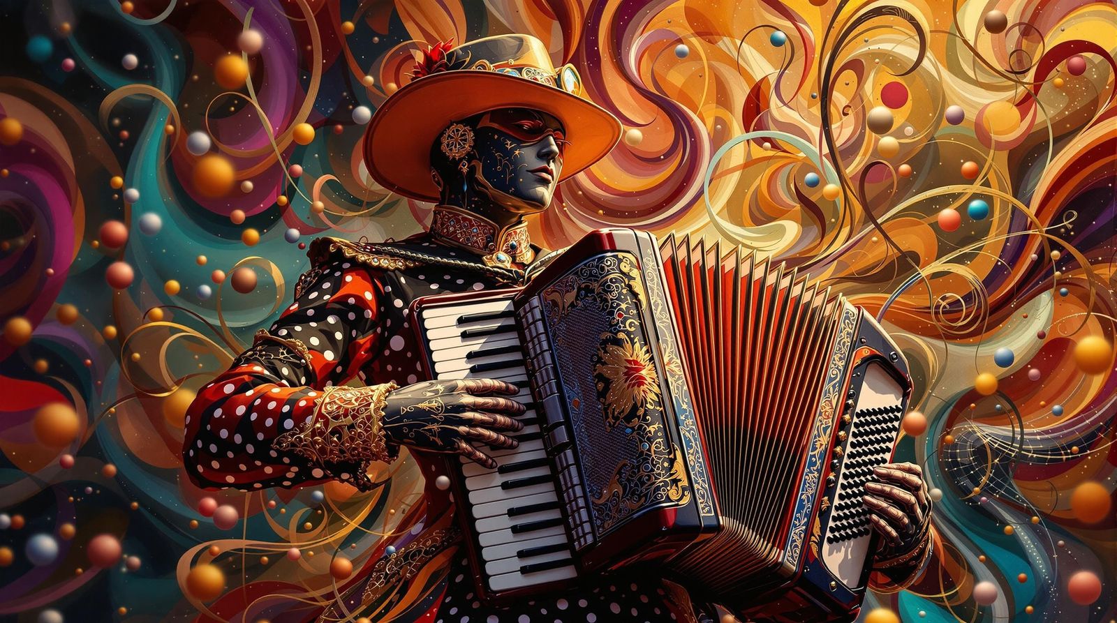Polka Accordion Player in Surreal Abstract Style
