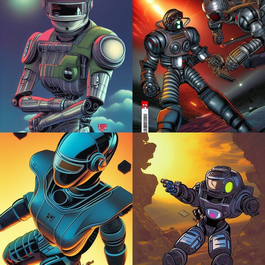 Robot Fighter Pilot in Comic Book Style