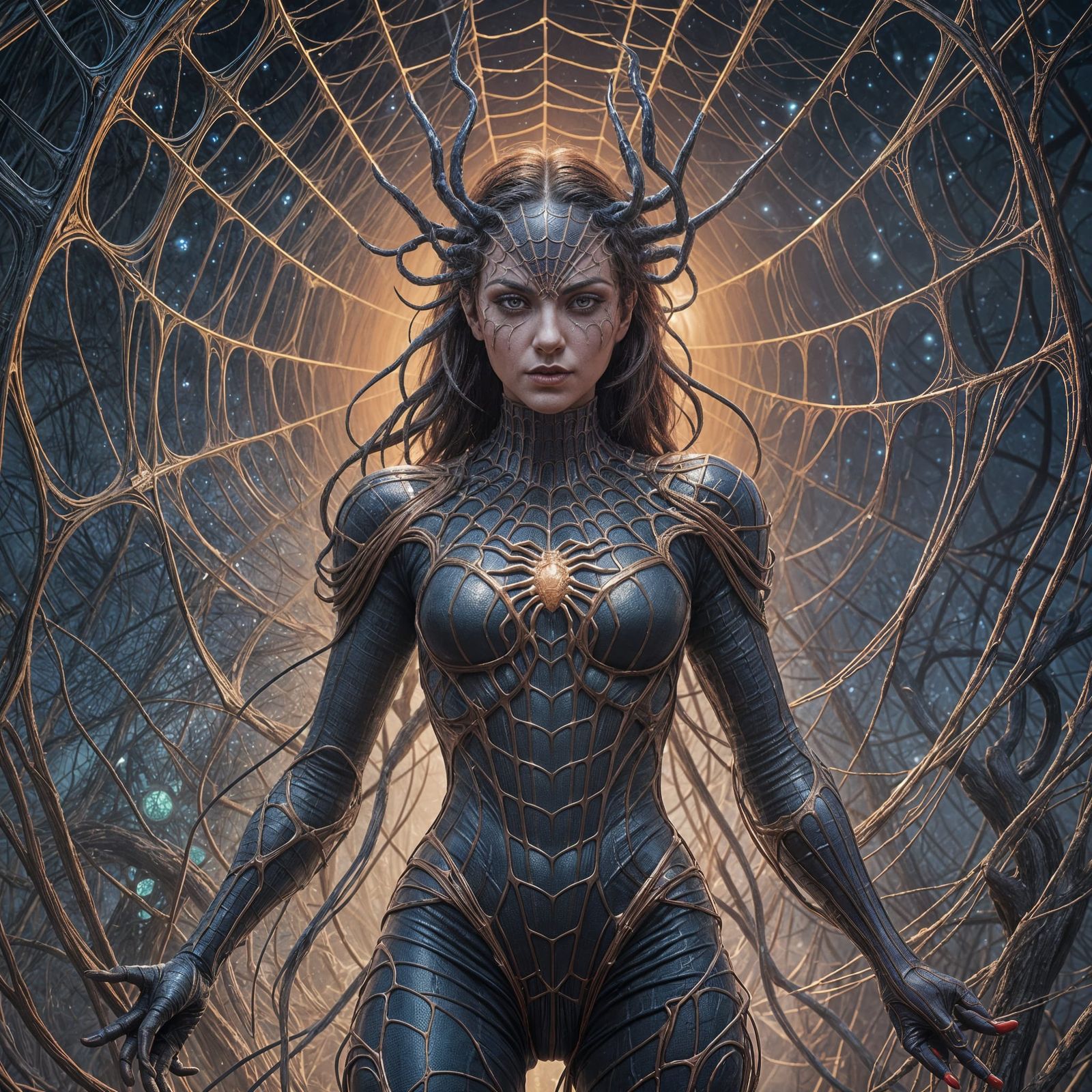 Spider Woman's Detailed Web of Life