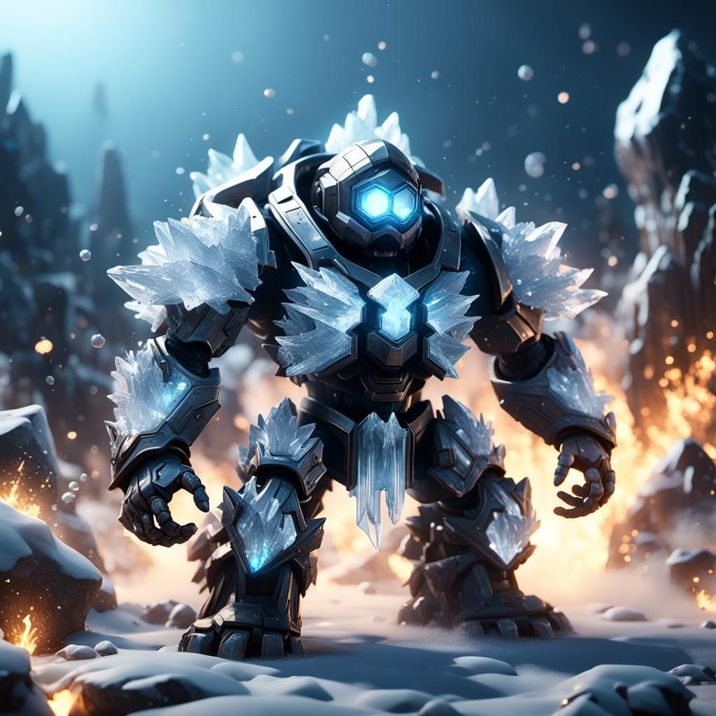 Icy Smoke Crystal Figure in 3D Game Style