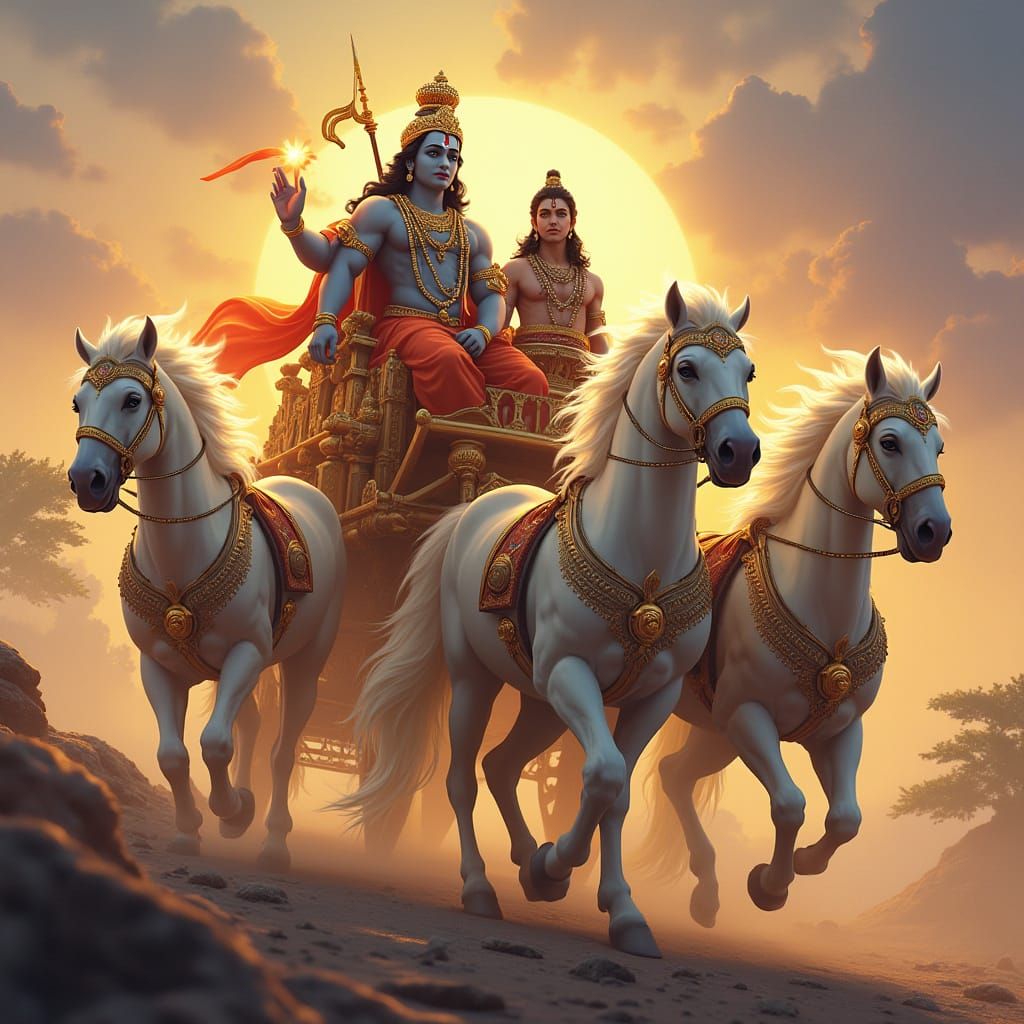 Regal Heroes of Mahabharata in Vibrant Indian Fantasy