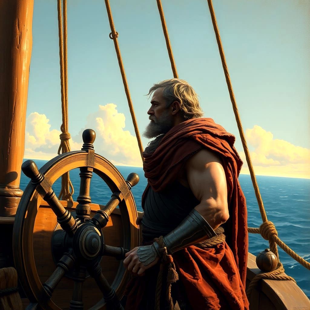 Epic Landscape with Ancient Warrior in the Distance