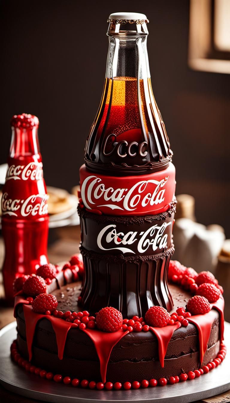 Detailed Cake Sculpture of Coca-Cola Bottle