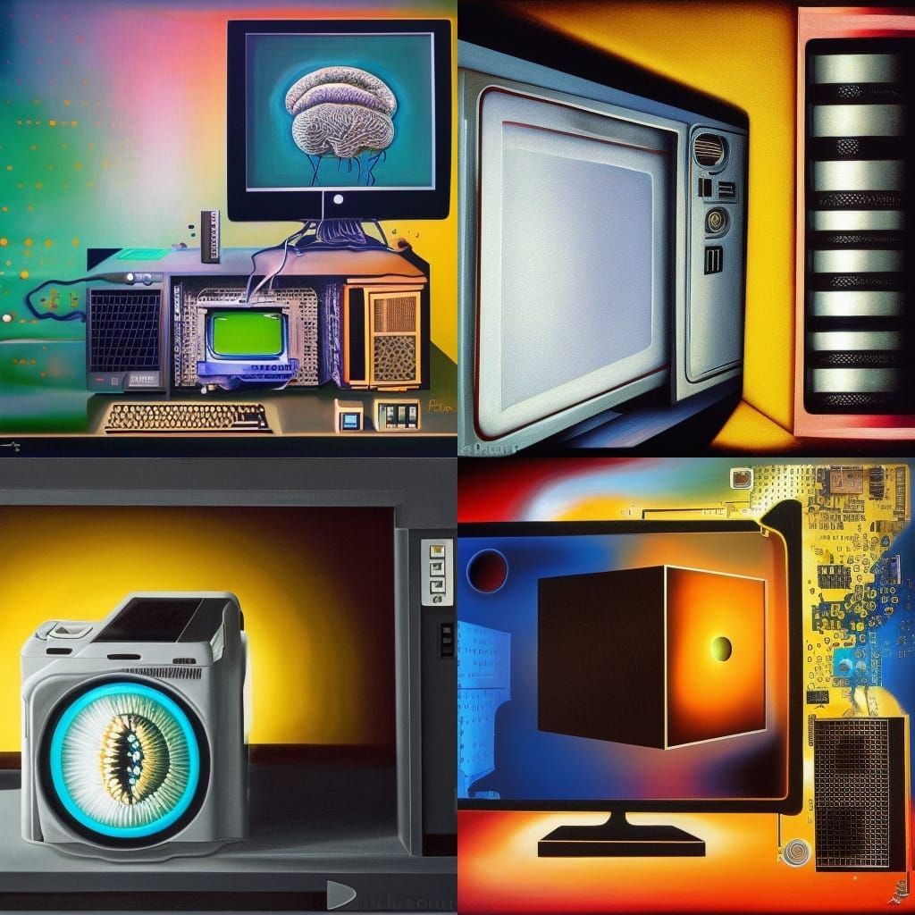 Computer's Brain in Surreal Cyberpunk Style