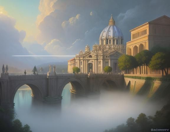 Metaphysical Summer in Rome: Detailed Matte Painting