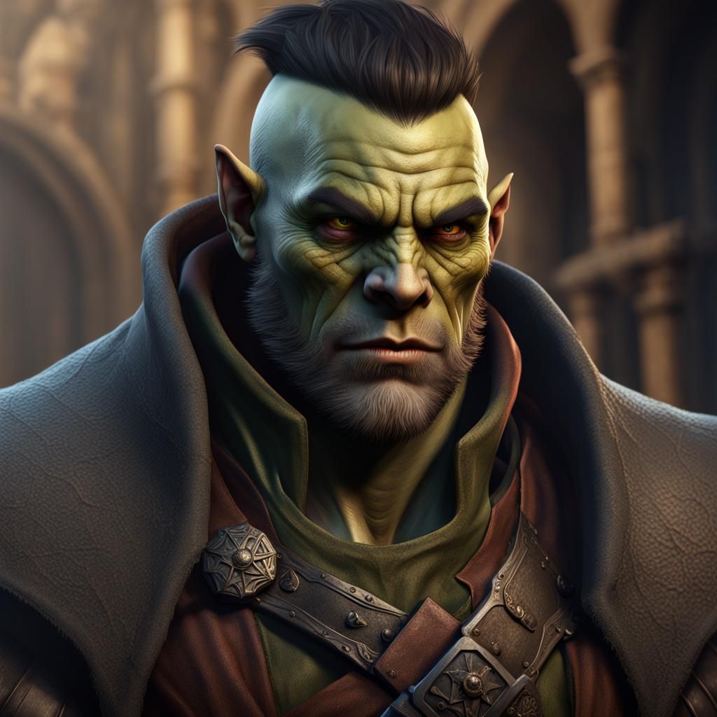 Half-Orc Spy Portrait in Detailed Digital Painting