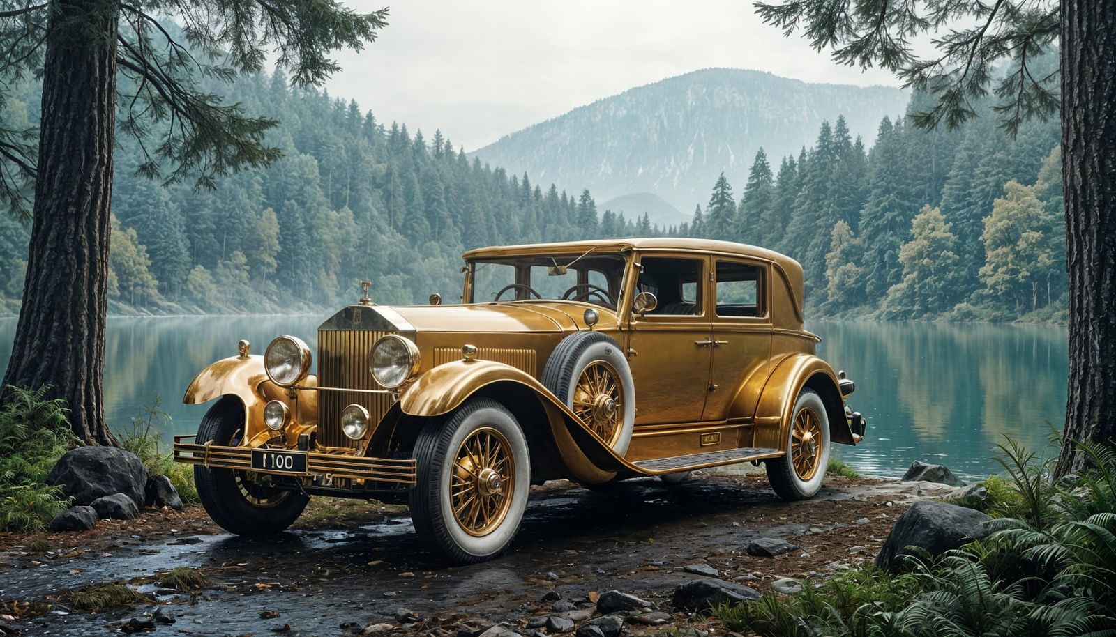 1920s Gold Rolls Royce Fantasy Matte Painting