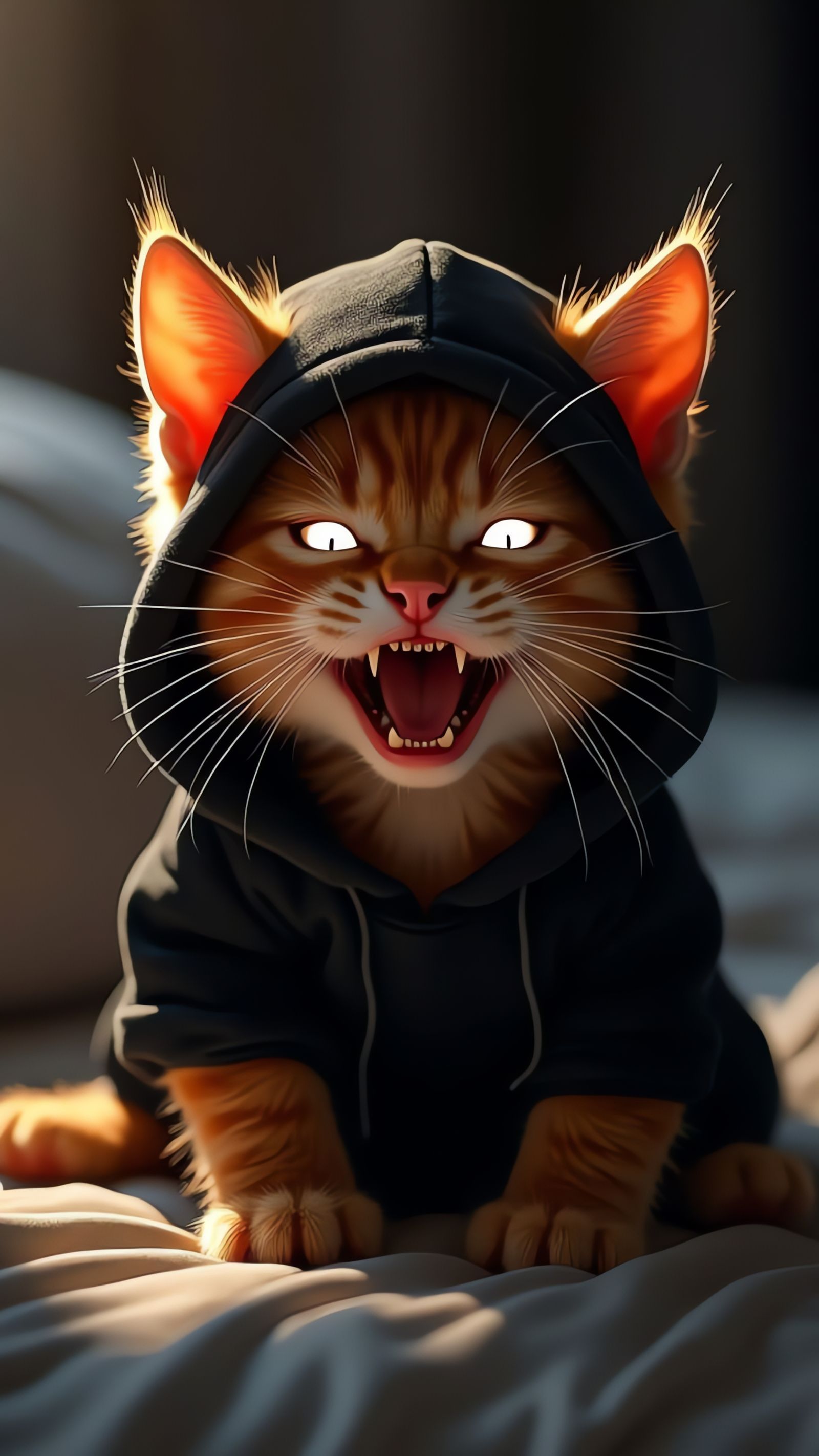 Ginger Kitten in Hoodie, Hyperrealistic 3D Anime Art