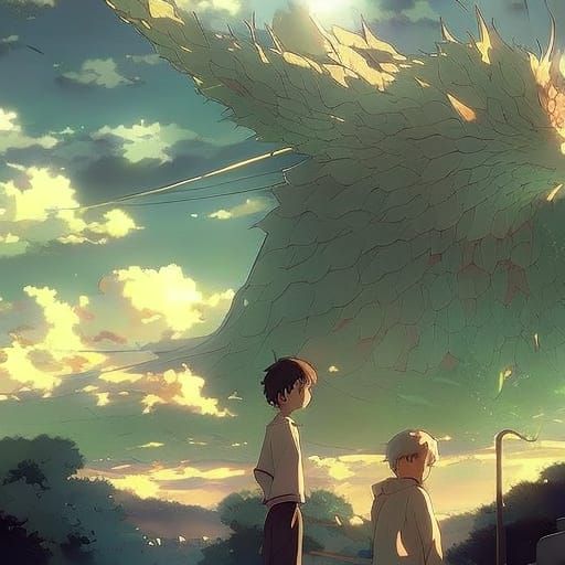 Sad Anime Boy in Studio Ghibli Style