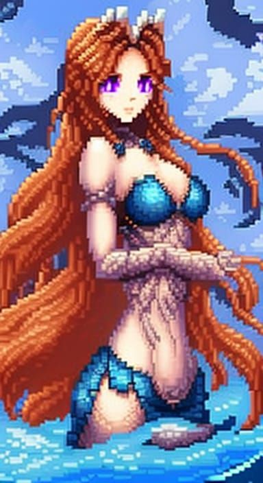 Enchanting Mermaid in Hyperdetailed 16-bit Pixel Art