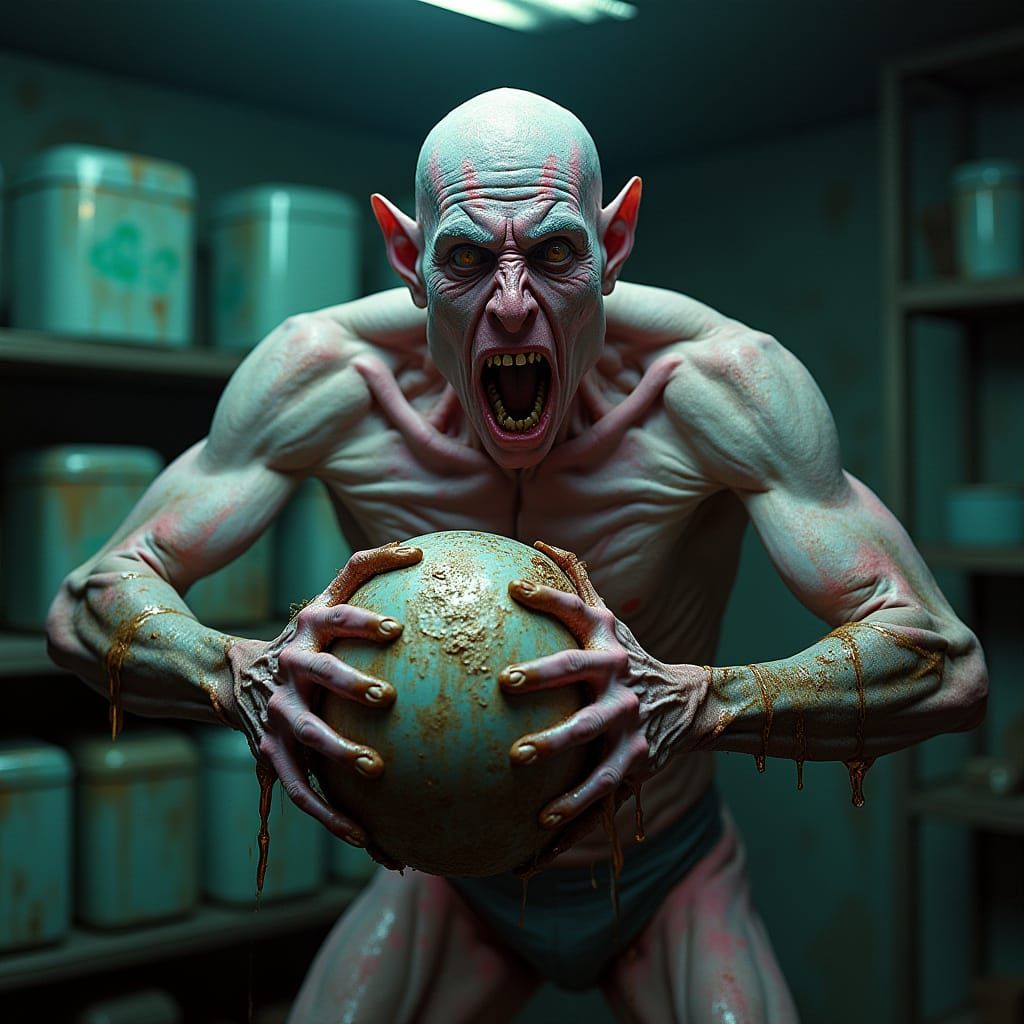 Cyberpunk Wrestler in Nightmarish Basement