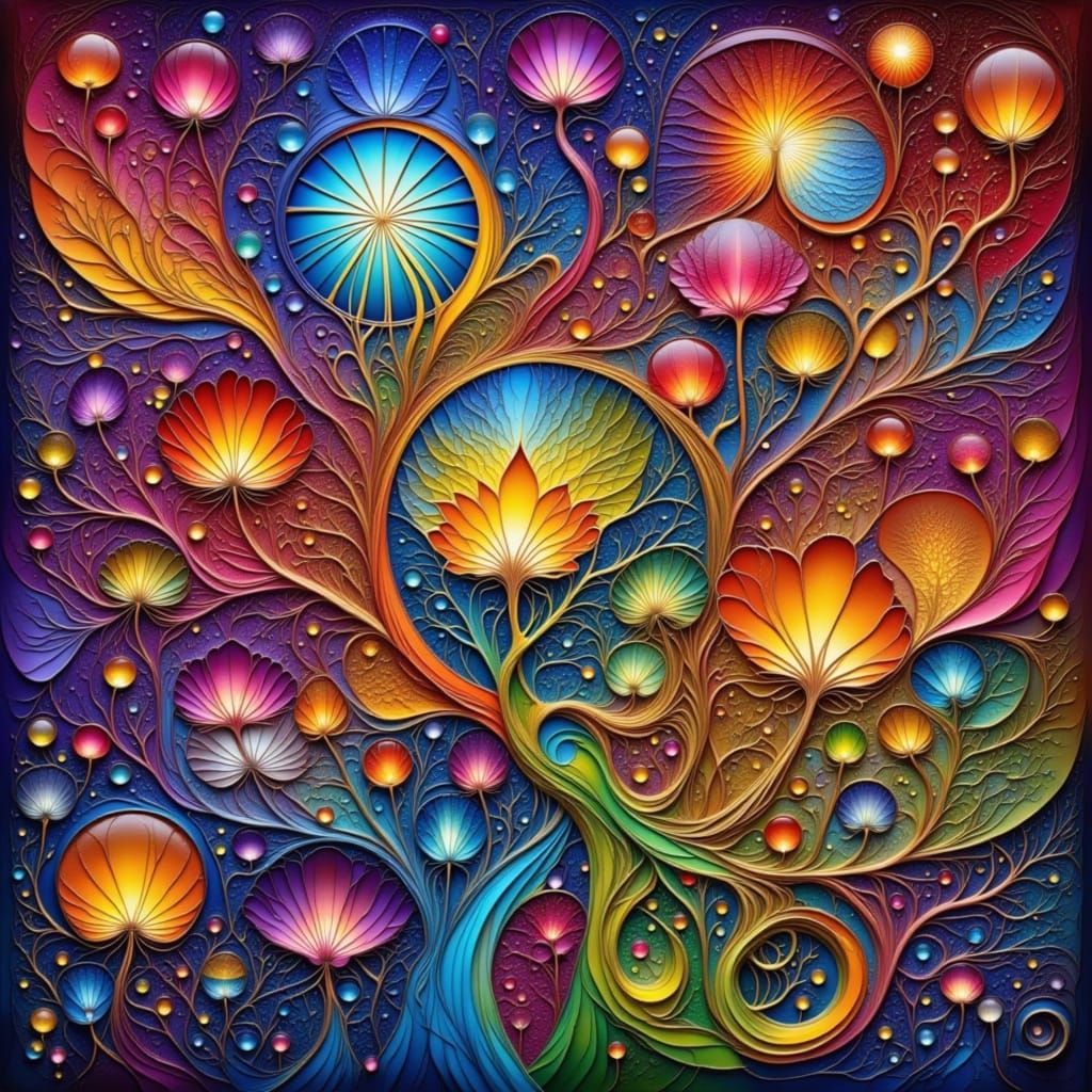 Vibrant Rainbow Fusion Tree of Life