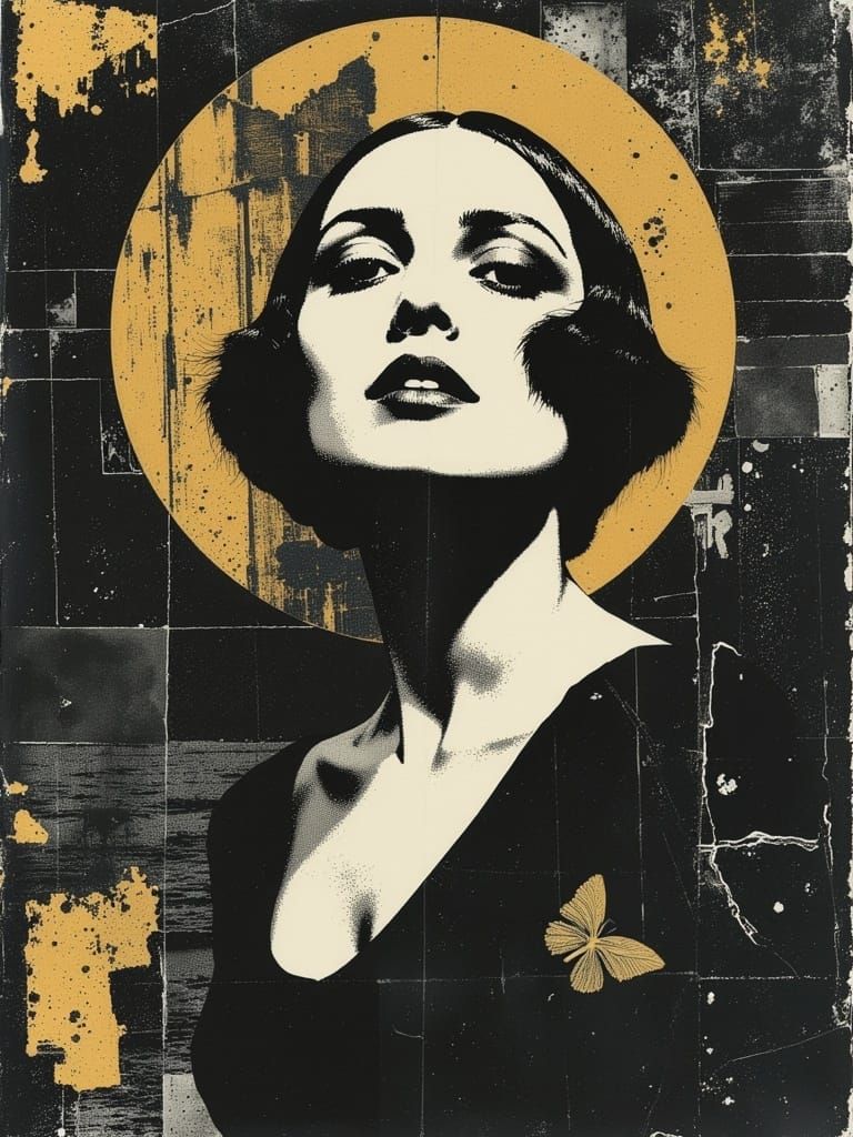 Golden Goddess of Old Hollywood in Art Deco Splendor