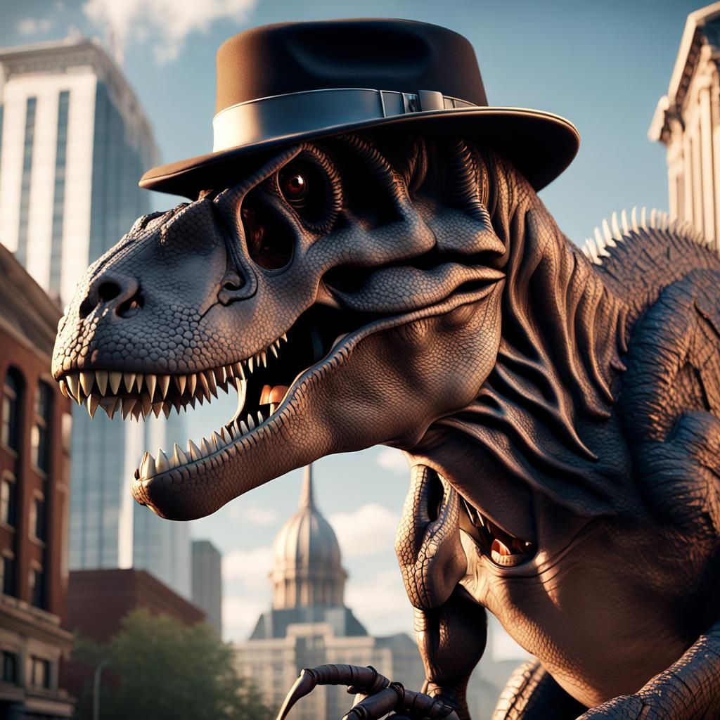 Tyrannosaurus Rex in Fedora, Sci-Fi Rendering