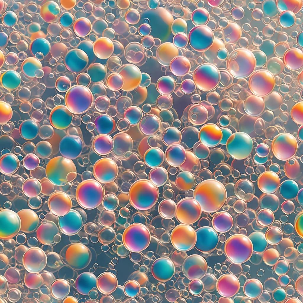 Rainbow Bubbles Float in Sunny Sky