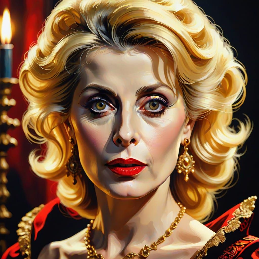 Catherine Deneuve as Vampire in Baroque Pop Art