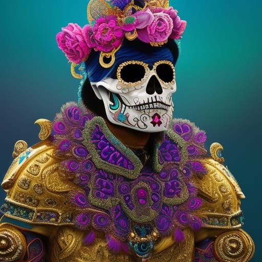 Day of the Dead Skull in Venetian Mask
