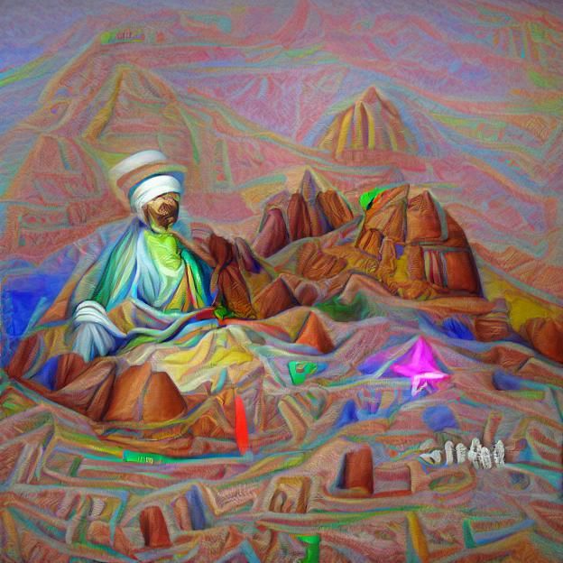 Ibn e Sina: Neon Holographic Abstract Impressionism