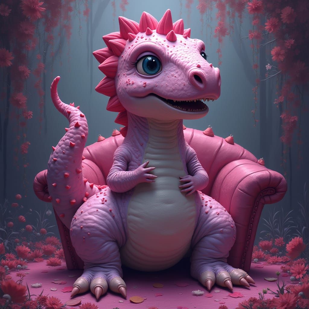 Dinosaur Gets Pink Manicure in Kawaii Style