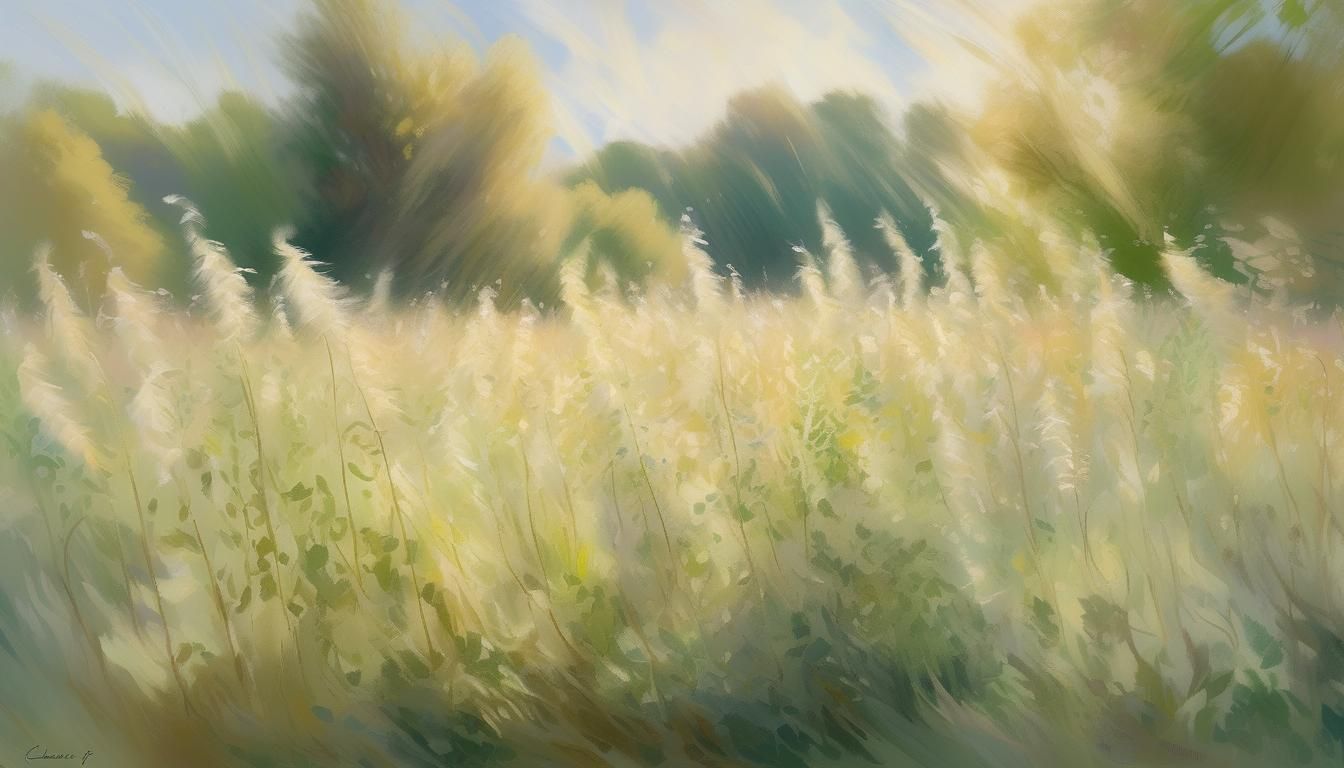 Impressionist Whistleweed Field in Gentle Sunlight