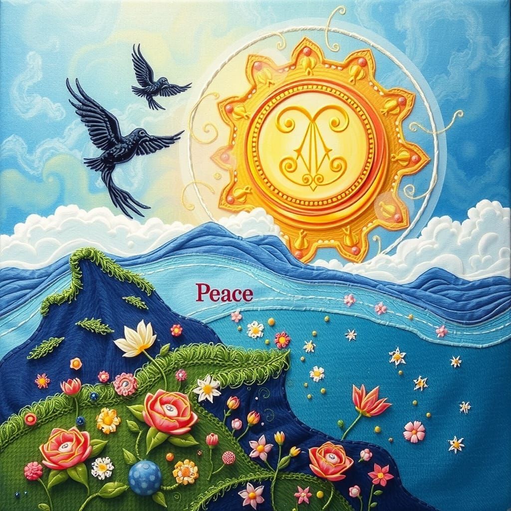 Embroidered Fantasy World in Peace and Harmony