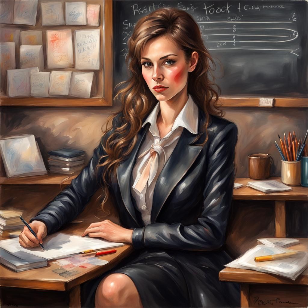 French teacher in her classroom