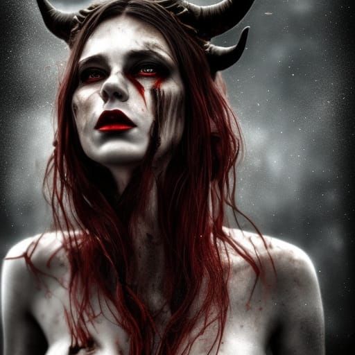 Stunning Female Devil Portrait in Post-Apocalyptic Style