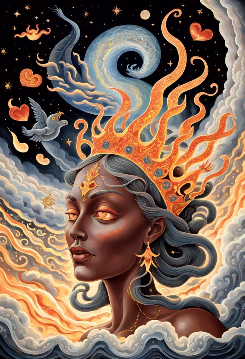 Goddess of Mystery in Folk-Art Style