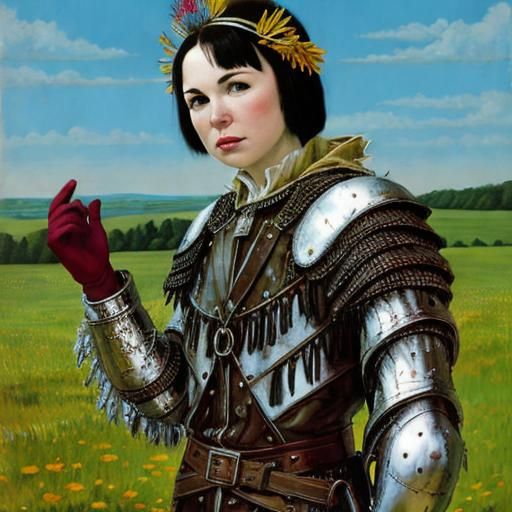 Louise Brooks as Joan of Arc: Surrealist Oil Painting