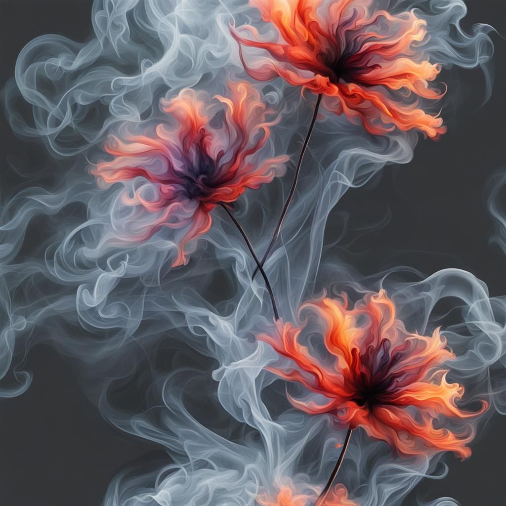 Abstract Smoke Flower in Expressionist Style