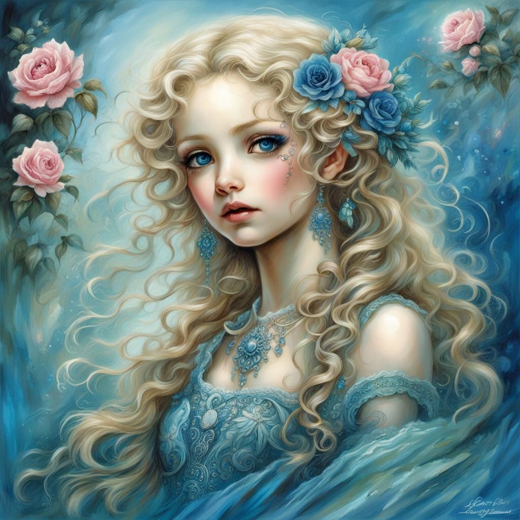 Glamour Shot of Blonde Woman in Detailed Digital Art