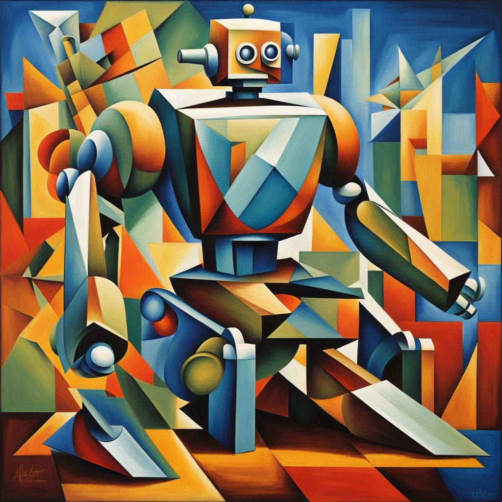 Abstract Cubist Robot Portrait