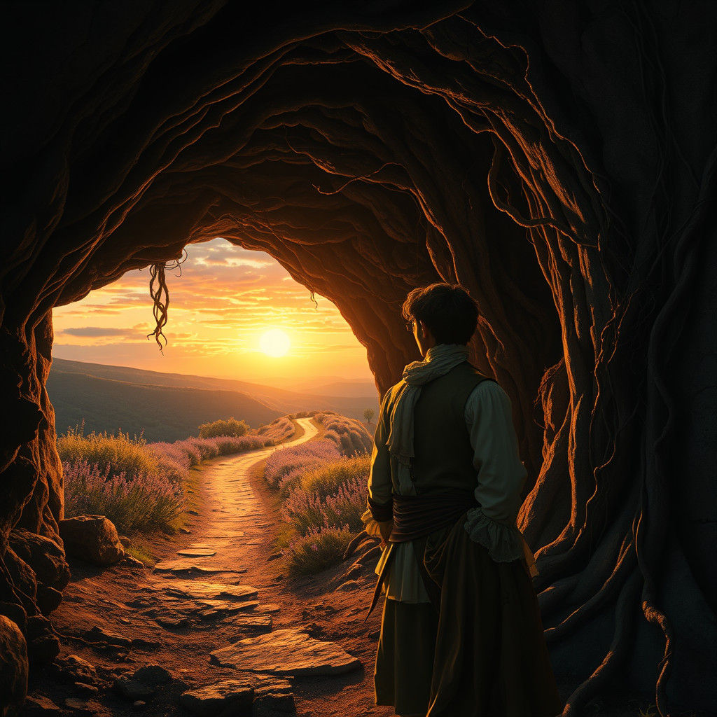 Grenouille in Cave, Provence Sunset, Matte Painting