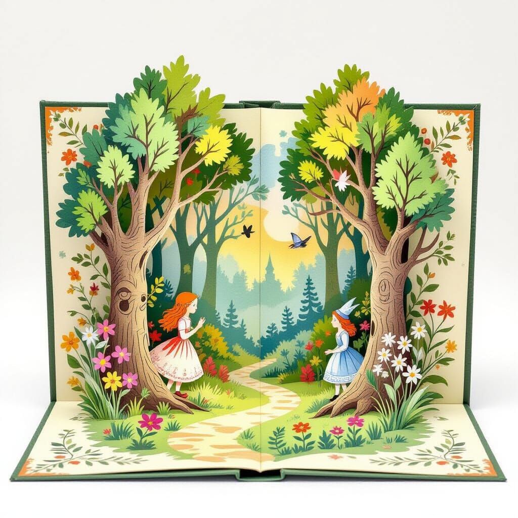 Fairytale Forest in Paper Popup Book Style