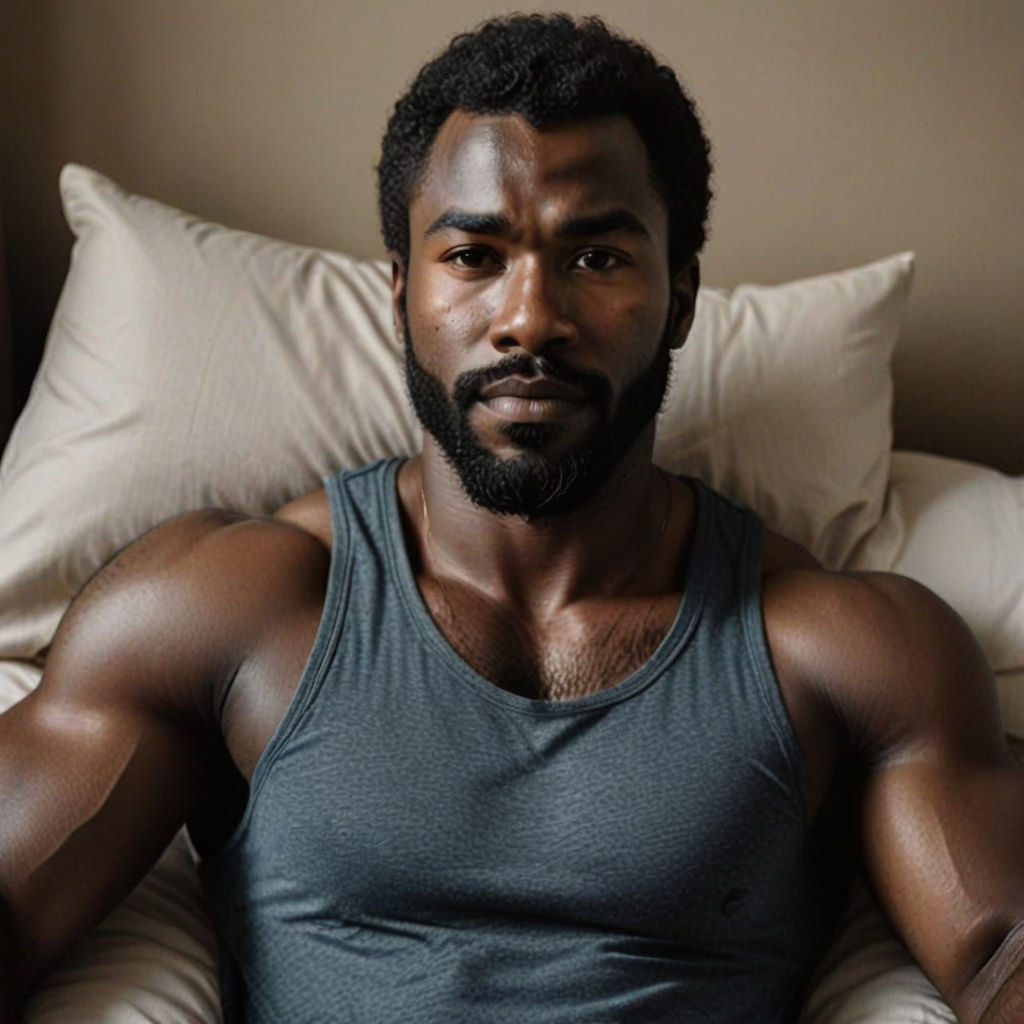 Sensual Dark Skinned Man Basks in Natural Light