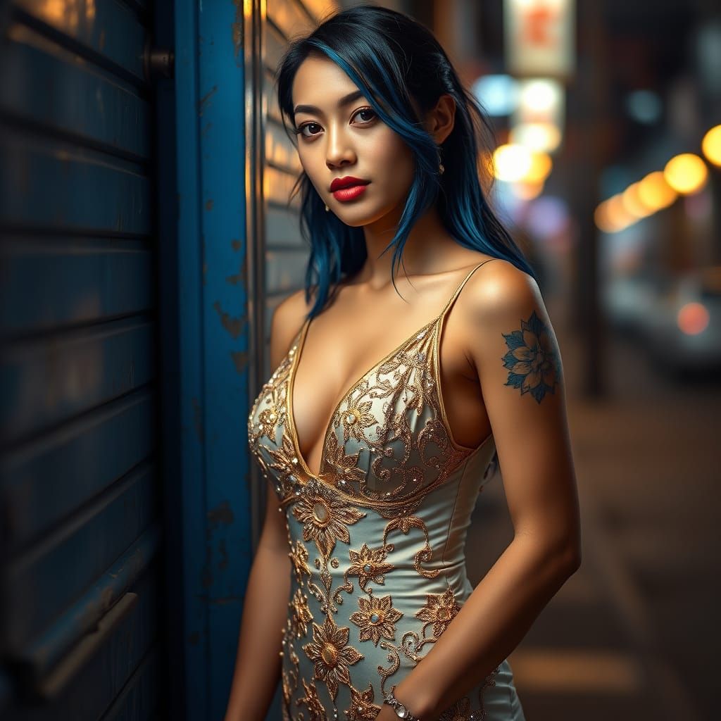 Elegant Nepalese Woman in Sequined Gown