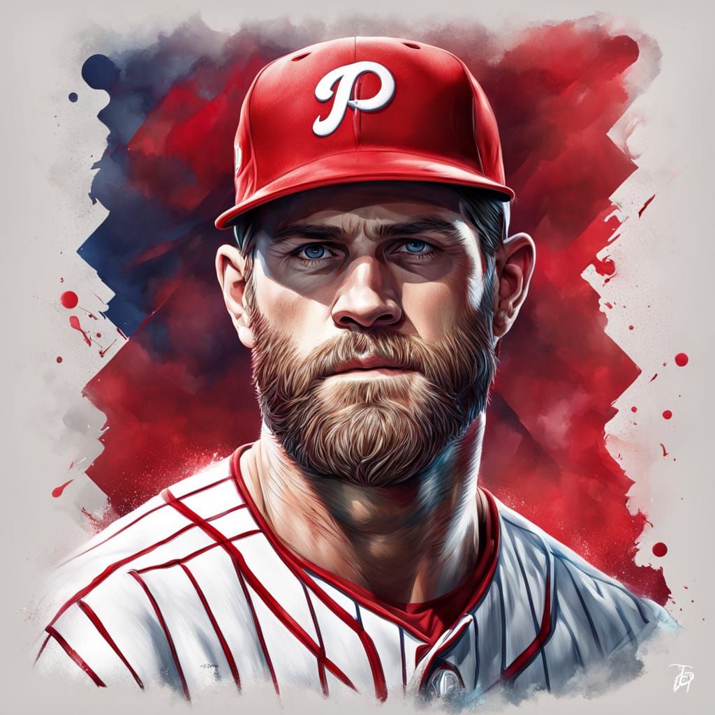 Bryce Harper as a Dynamic Portrait in a Triadic Color Scheme