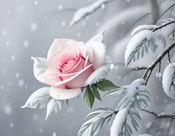Enchanting Watercolor Winter Roses and Fir Branches