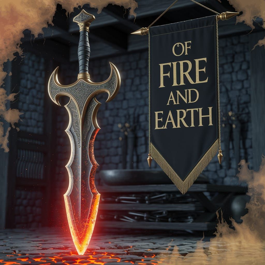 Magnificent Claymore in a Blacksmith's Shop, Forged from Lav...