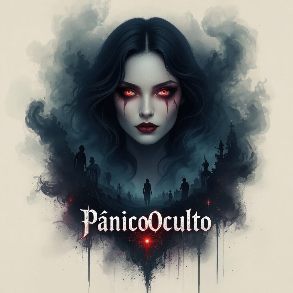 Mysterious Woman with Red Eye in Dark Gothic Style