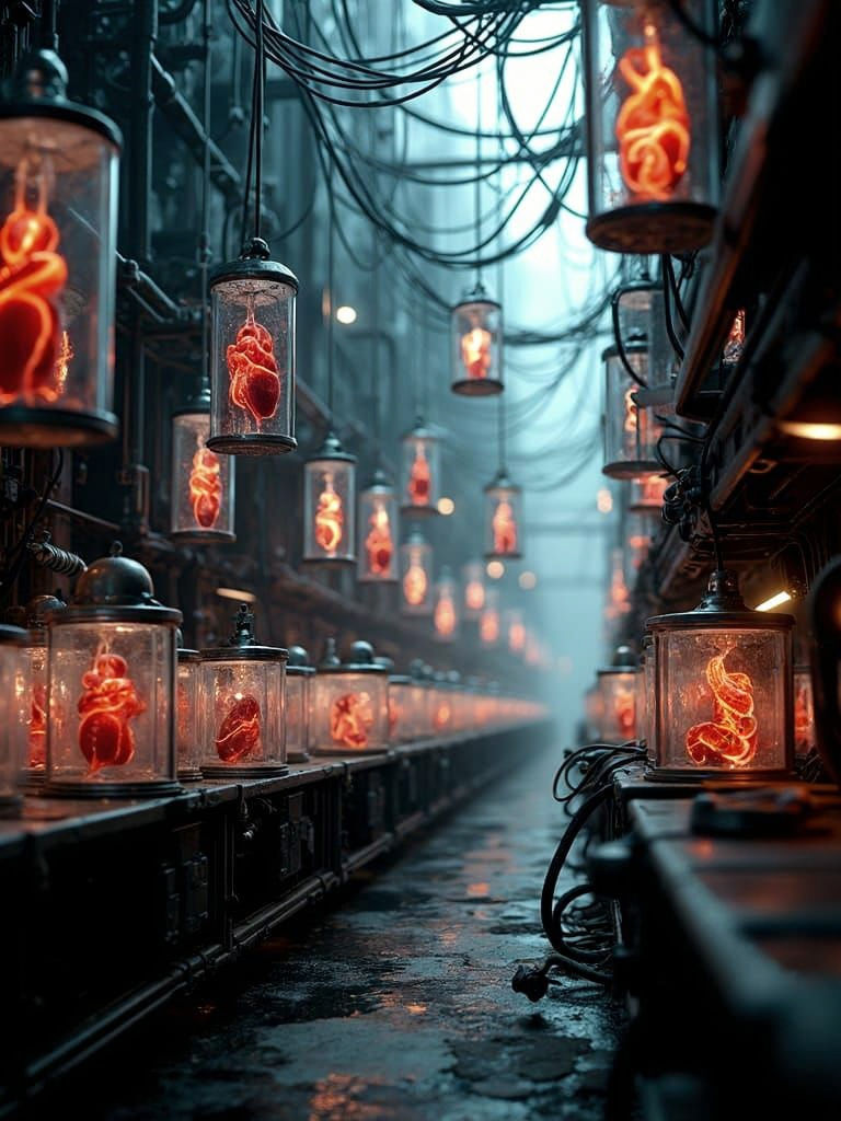 Cyberpunk Dreamscape with Growing Life Forms