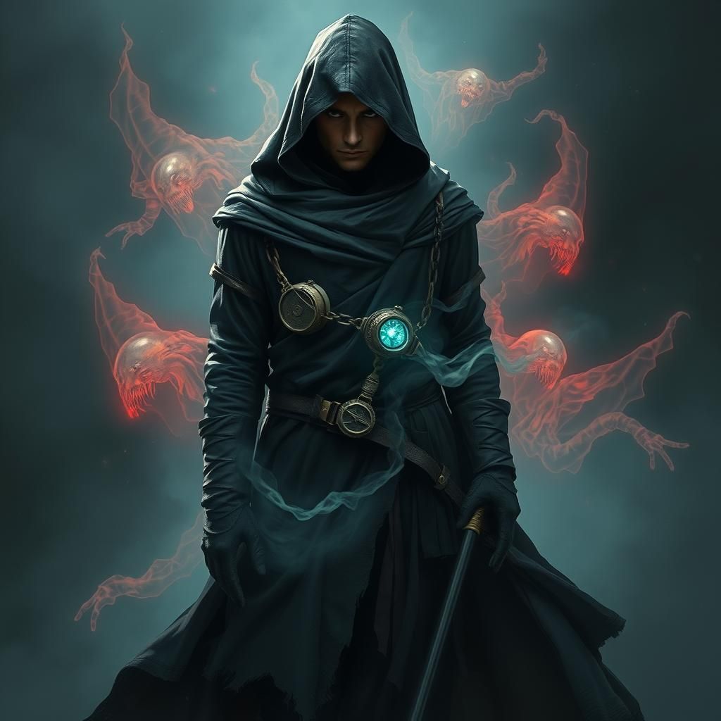 Mystical Monk in Dark Fantasy Setting