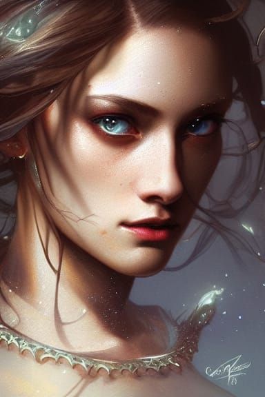 Ornate Portrait of Beautiful Callisto in Detailed Dress