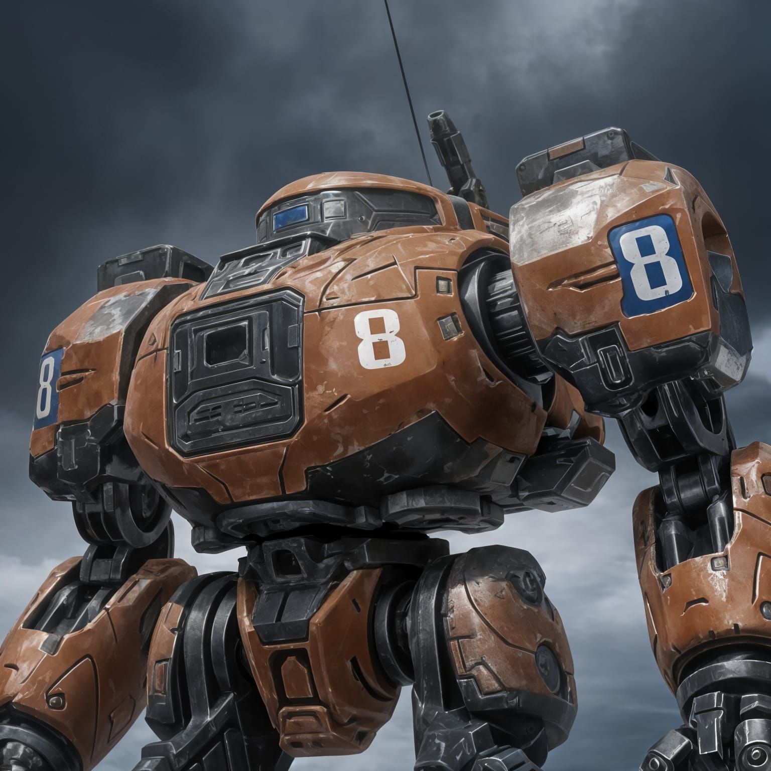 Cyberpunk Mech in Dystopian Warzone