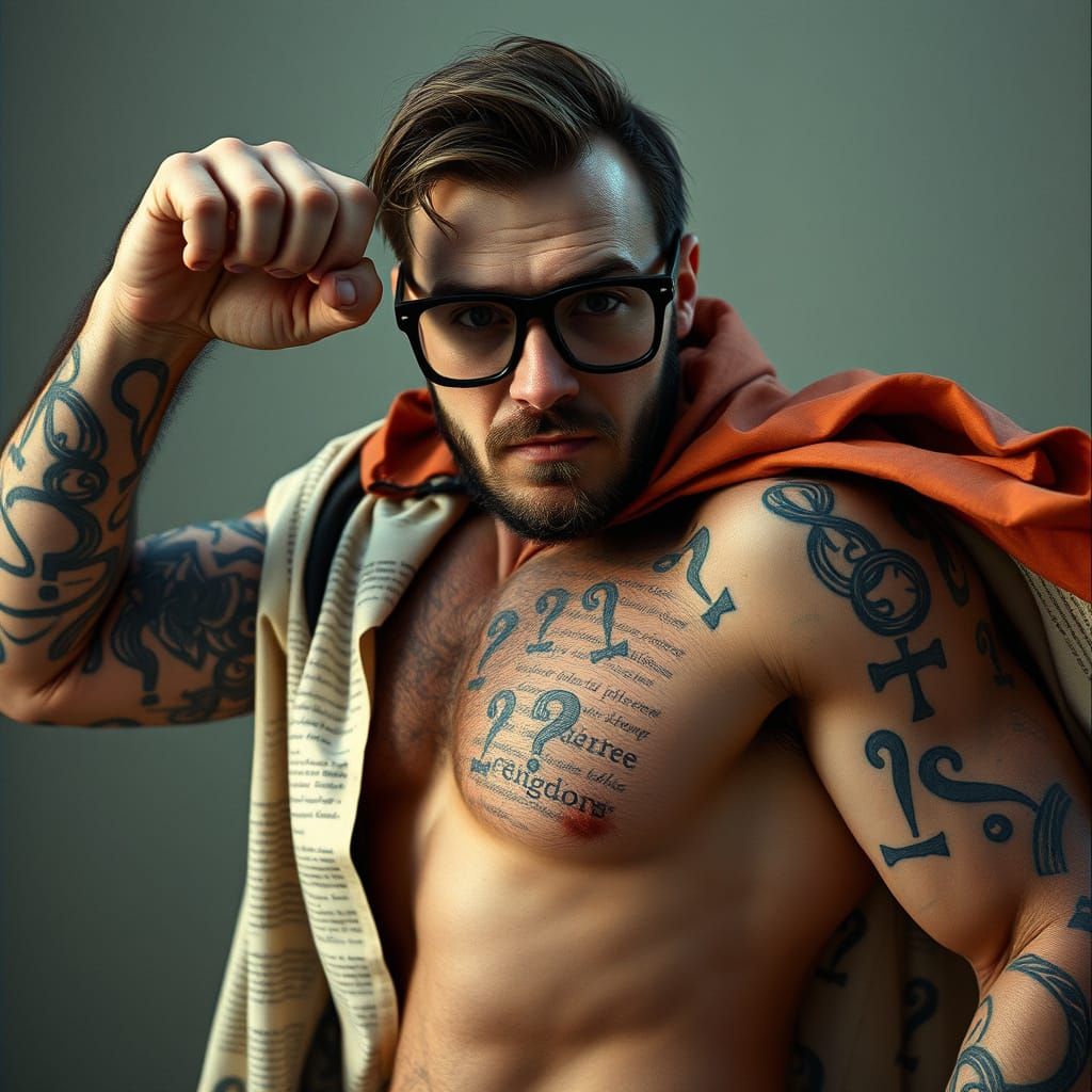 Philosopher Beefcake Throws Punch in Cinematic Film Still