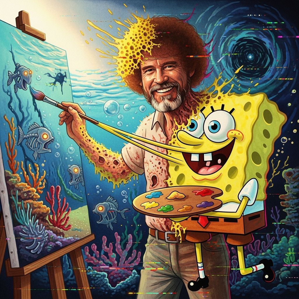 Surreal Horror: Bob Ross Transforms into SpongeBob