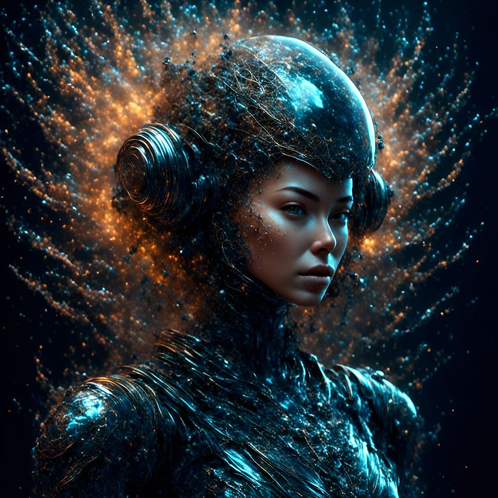 Futuristic Astronaut Portrait with Magical Storm