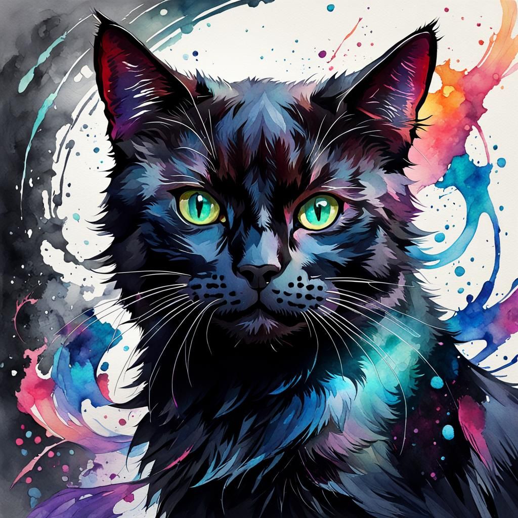 Watercolor Cat Portrait in Pastel Colors