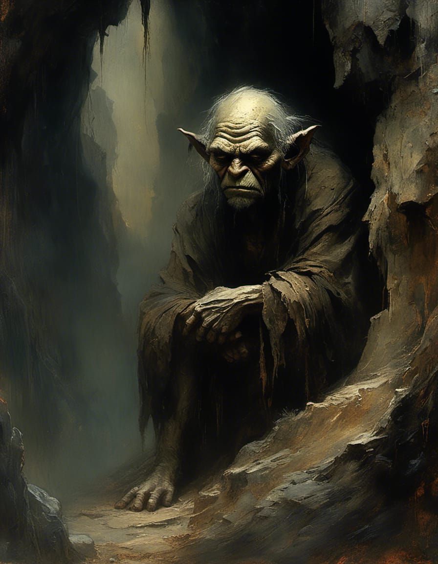 Forlorn Goblin Warrior in Dark Fantasy Style