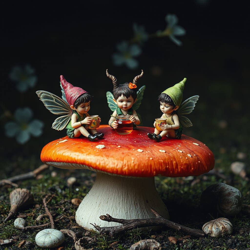 Punk Fairies Tea Party, Surreal Concept Art